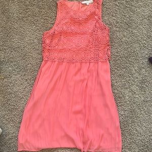Loft Coral with lace dress
